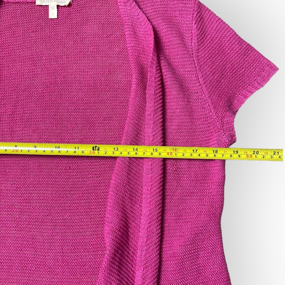 Eileen Fisher Cardigan Women's S Pink 100% Linen Short Sleeve Lagenlook - Picture 8 of 9